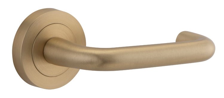 DDA Compliant Oslo Lever - Round Rose - Entry Point - Iver - Brushed Brass - Door Levers