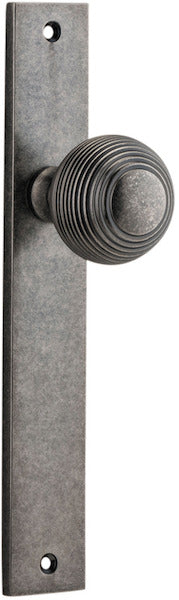 Guildford Knob - Rectangular Backplate - Entry Point - Iver - Distressed Nickel - Door Knobs