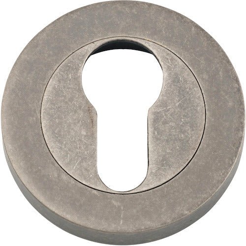 Euro Escutcheons - Round - Entry Point - Iver - Distressed Nickel - Escutcheons