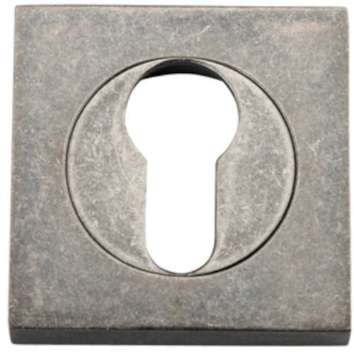 Euro Escutcheons - Square - Entry Point - Iver - Distressed Nickel - Escutcheons