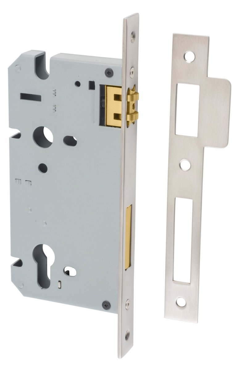 Euro Roller Mortice Locks - Entry Point - Iver - Satin Nickel - External Locks