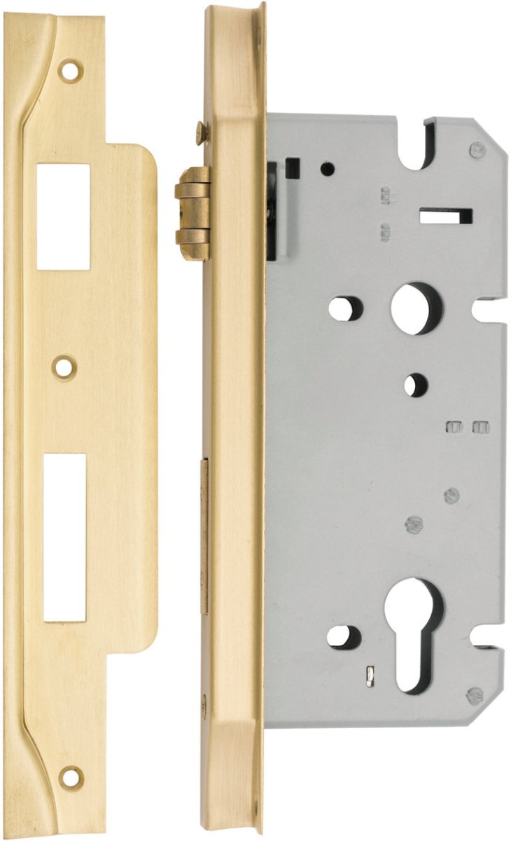 Euro Roller Mortice Locks - Rebated - Entry Point - Iver - Brushed Gold PVD - External Locks