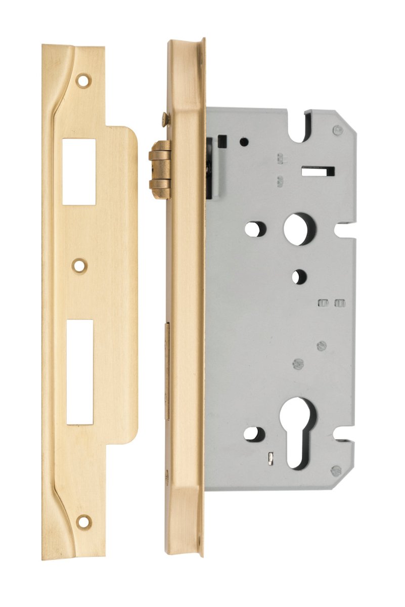 Euro Roller Mortice Locks - Rebated - Entry Point - Iver - Brushed Brass - External Locks