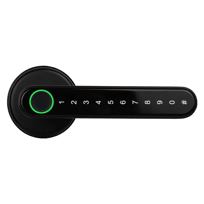 LOCKTON 'E-Series' (Round Rose Leverset) SMART DOOR LOCK *Black* - Suits 60-70mm Adj. Latch