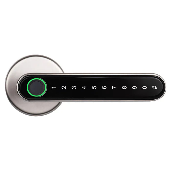 LOCKTON 'E-Series' (Round Rose Leverset) SMART DOOR LOCK *Silver* - Suits 60-70mm Adj. Latch