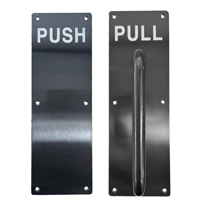 LOCKTON S/Steel PULL & PUSH PLATE SET (300mm x 100mm) *Black*