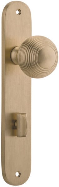 Guildford Knob - Oval Backplate - Entry Point - Iver - Brushed Brass - Door Knobs