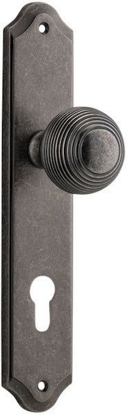 Guildford Knob - Shouldered Backplate - Entry Point - Iver - Distressed Nickel - Door Knobs