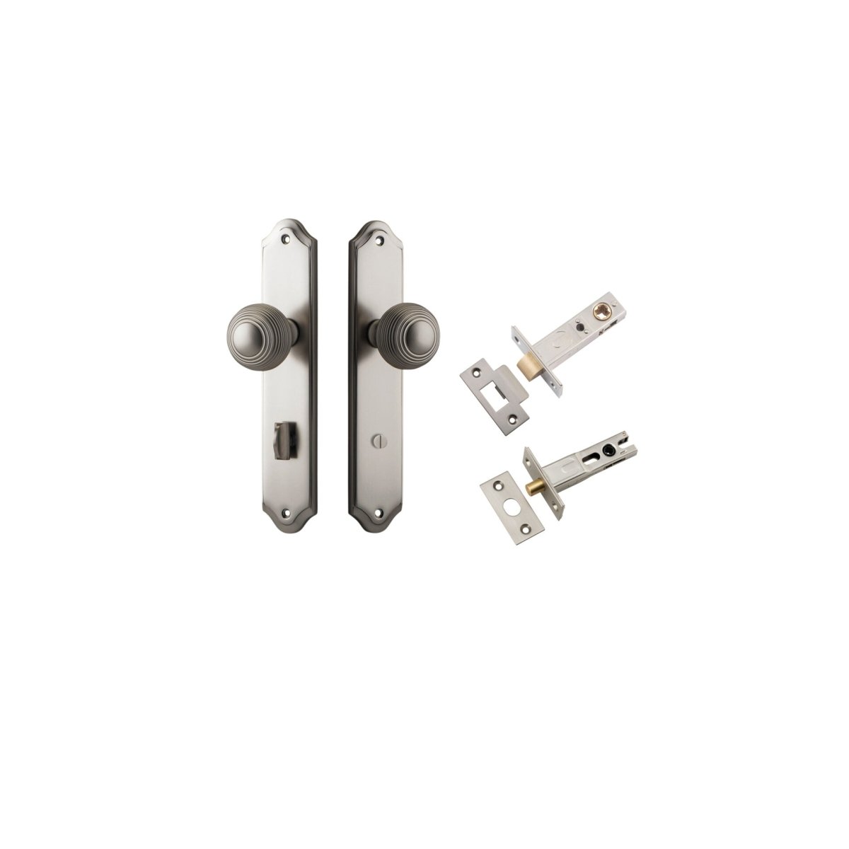 Guildford Knob - Shouldered Backplate - Entry Point - Iver - Satin Nickel - Door Knobs