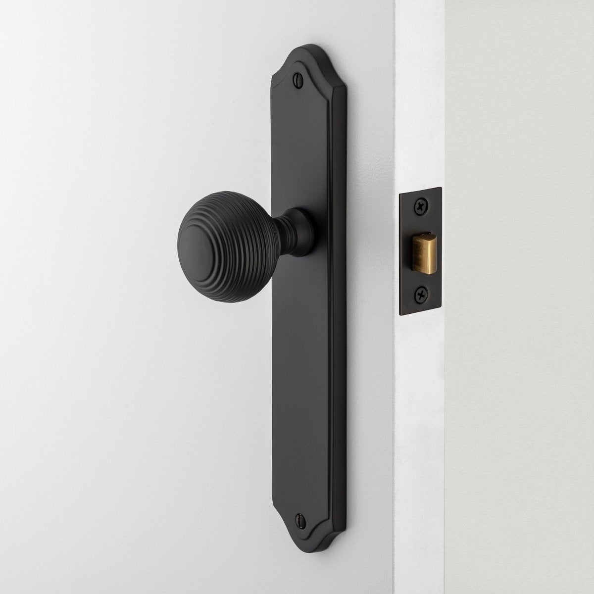 Guildford Knob - Shouldered Backplate - Entry Point - Iver - Polished Brass - Door Knobs