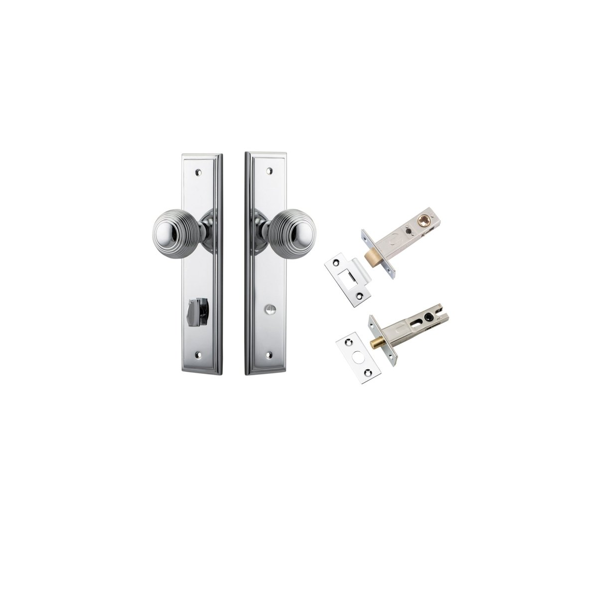 Guildford Knob - Stepped Backplate - Entry Point - Iver - Polished Chrome - Door Knobs