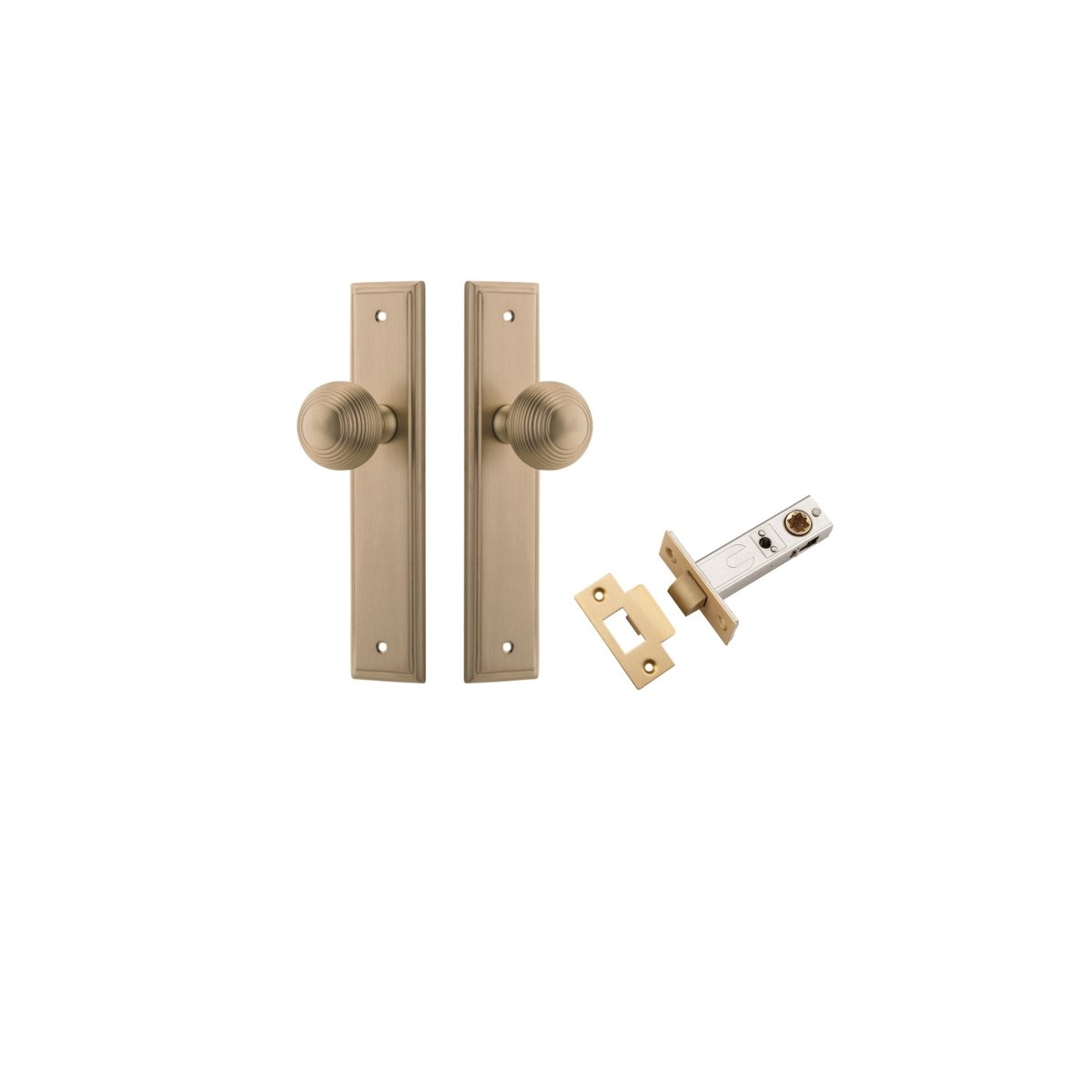 Guildford Knob - Stepped Backplate - Entry Point - Iver - Brushed Brass - Door Knobs