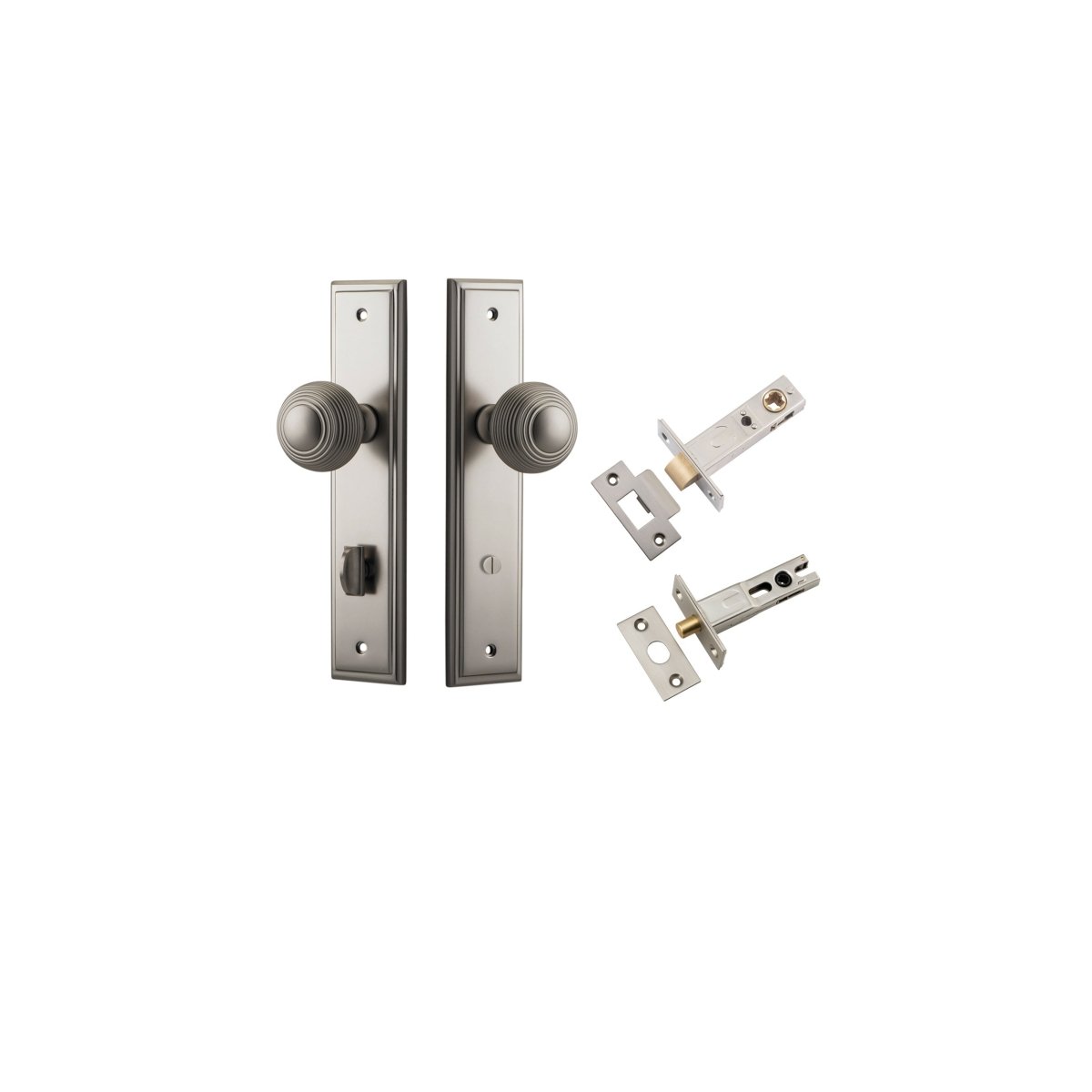 Guildford Knob - Stepped Backplate - Entry Point - Iver - Satin Nickel - Door Knobs