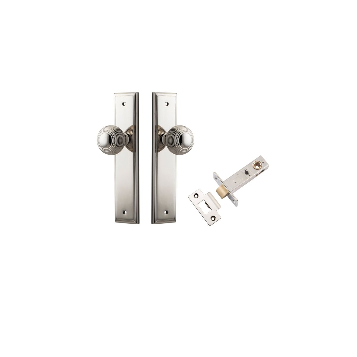 Guildford Knob - Stepped Backplate - Entry Point - Iver - Polished Nickel - Door Knobs