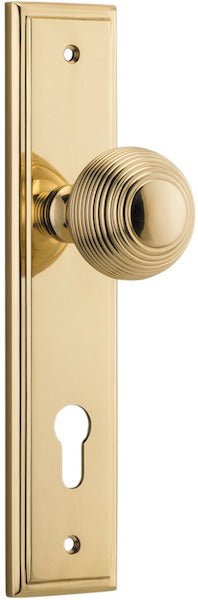 Guildford Knob - Stepped Backplate - Entry Point - Iver - Polished Brass - Door Knobs