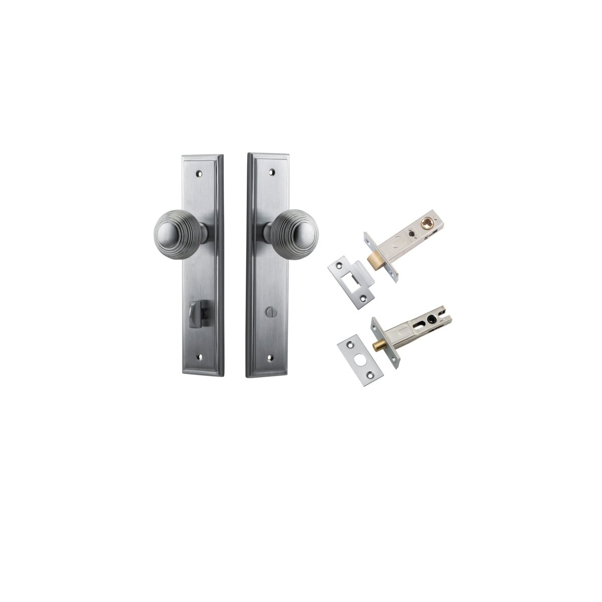 Guildford Knob - Stepped Backplate - Entry Point - Iver - Brushed Chrome - Door Knobs