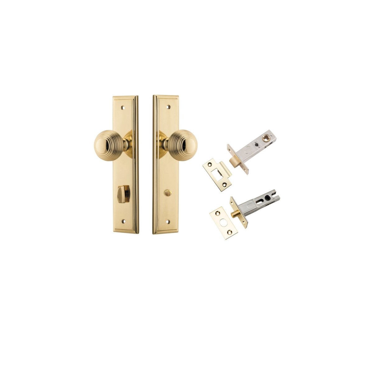 Guildford Knob - Stepped Backplate - Entry Point - Iver - Polished Brass - Door Knobs