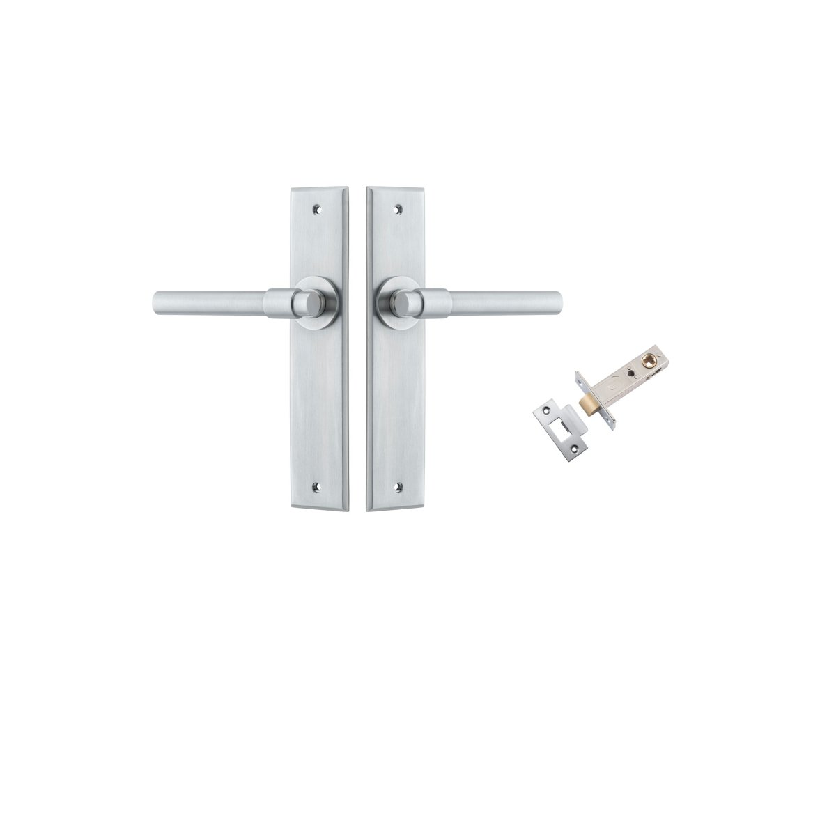 Helsinki Lever - Chamfered Backplate - Entry Point - Iver - Brushed Chrome - Door Levers