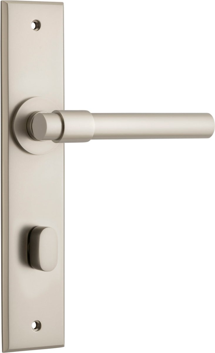 Helsinki Lever - Chamfered Backplate - Entry Point - Iver - Satin Nickel - Door Levers