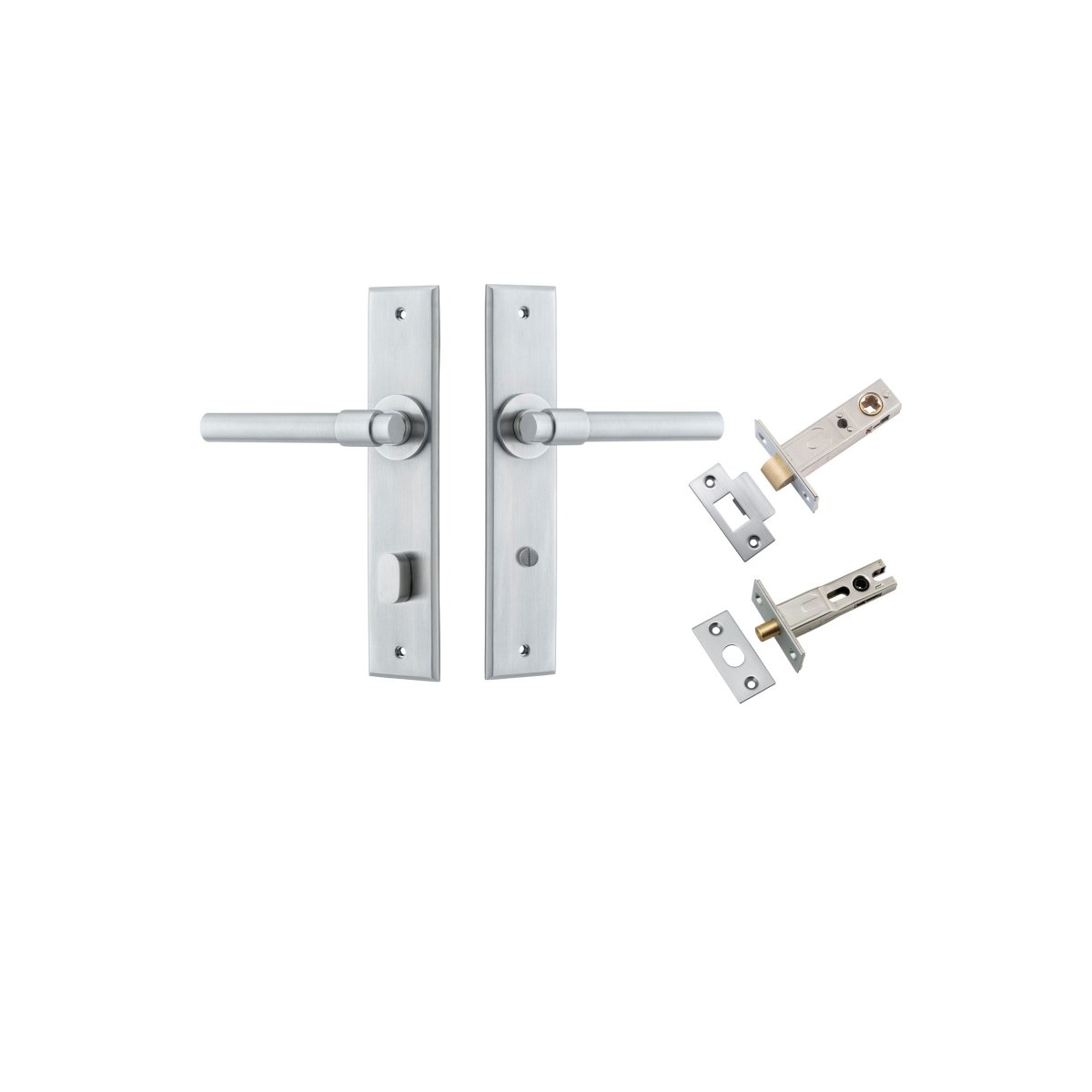 Helsinki Lever - Chamfered Backplate - Entry Point - Iver - Brushed Chrome - Door Levers