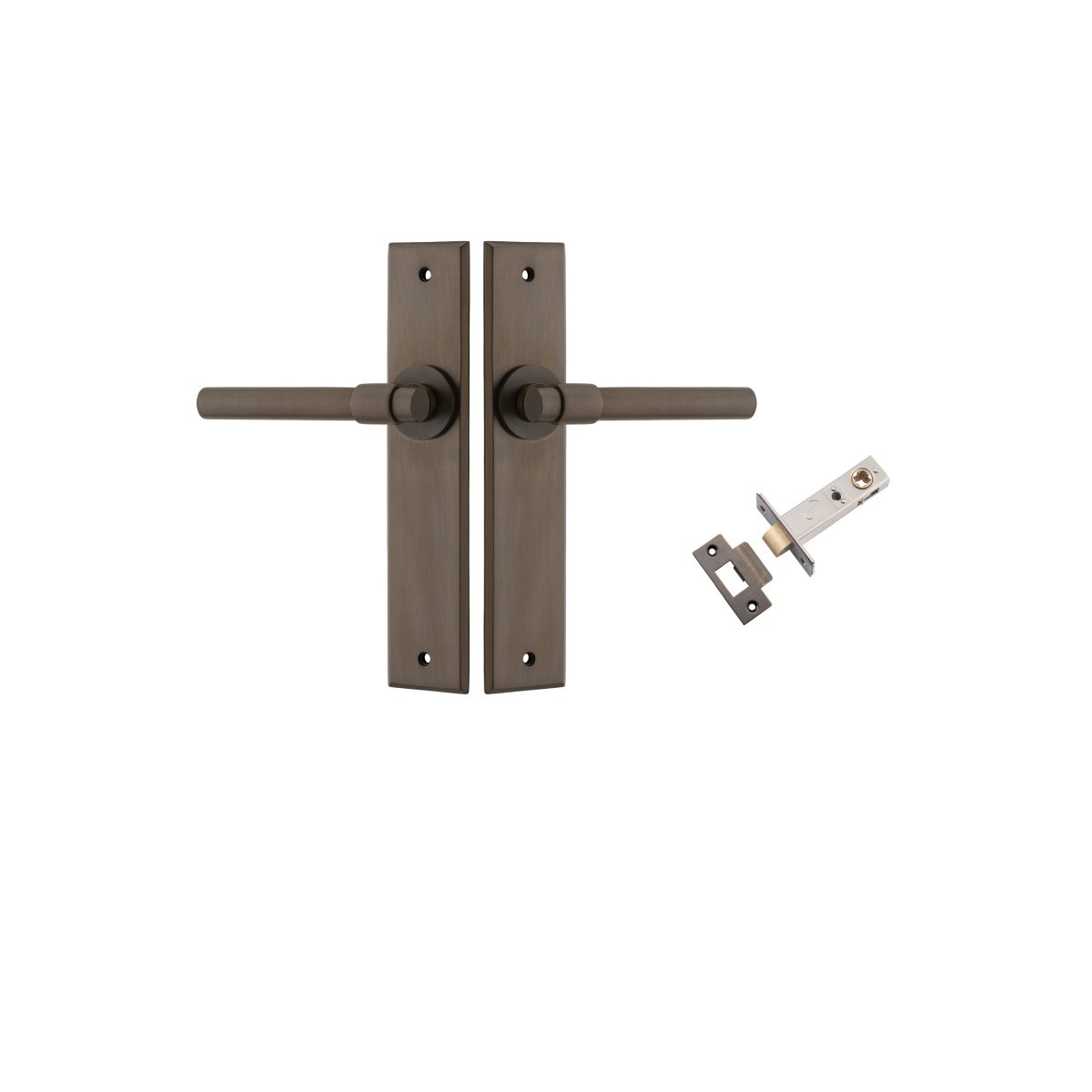 Helsinki Lever - Chamfered Backplate - Entry Point - Iver - Signature Brass - Door Levers