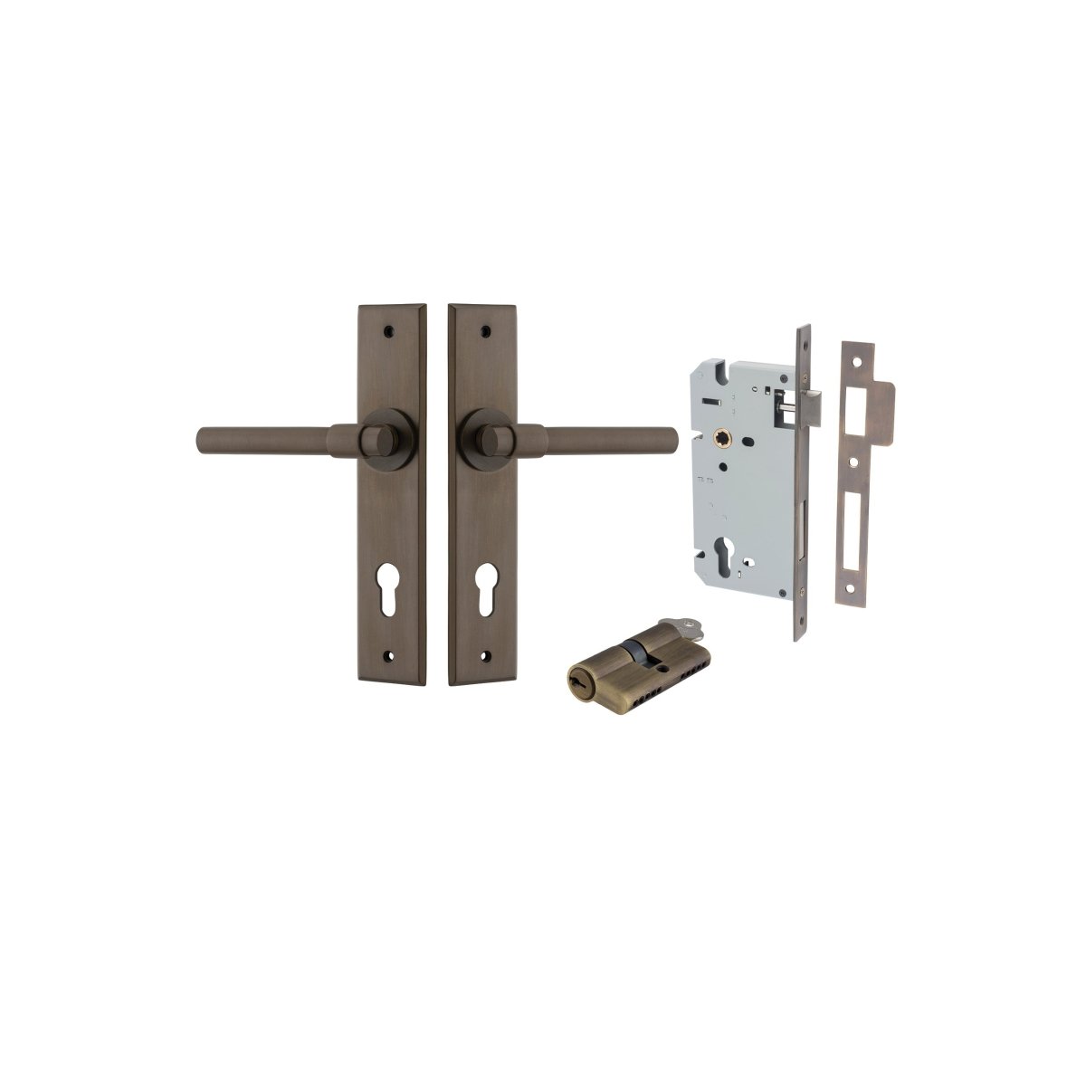 Helsinki Lever - Chamfered Backplate - Entry Point - Iver - Signature Brass - Door Levers