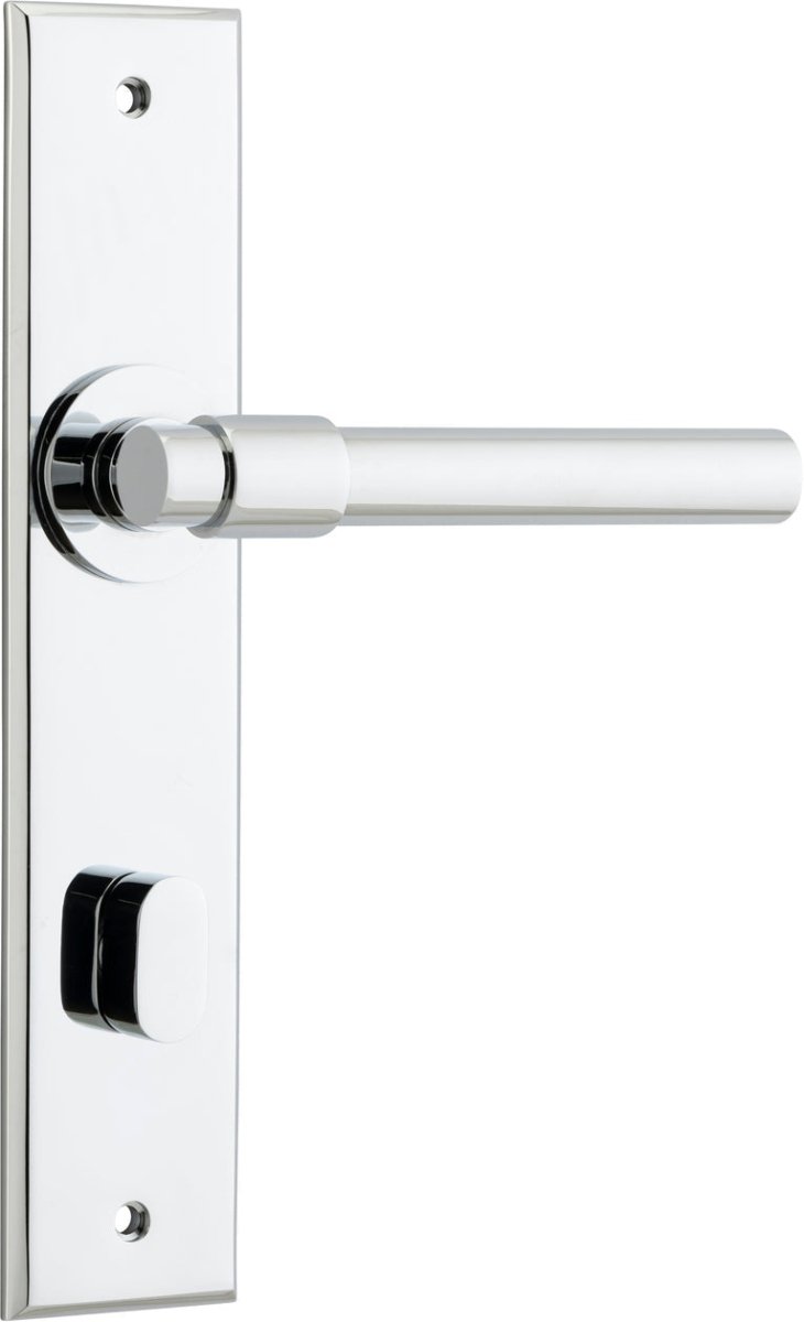 Helsinki Lever - Chamfered Backplate - Entry Point - Iver - Polished Chrome - Door Levers