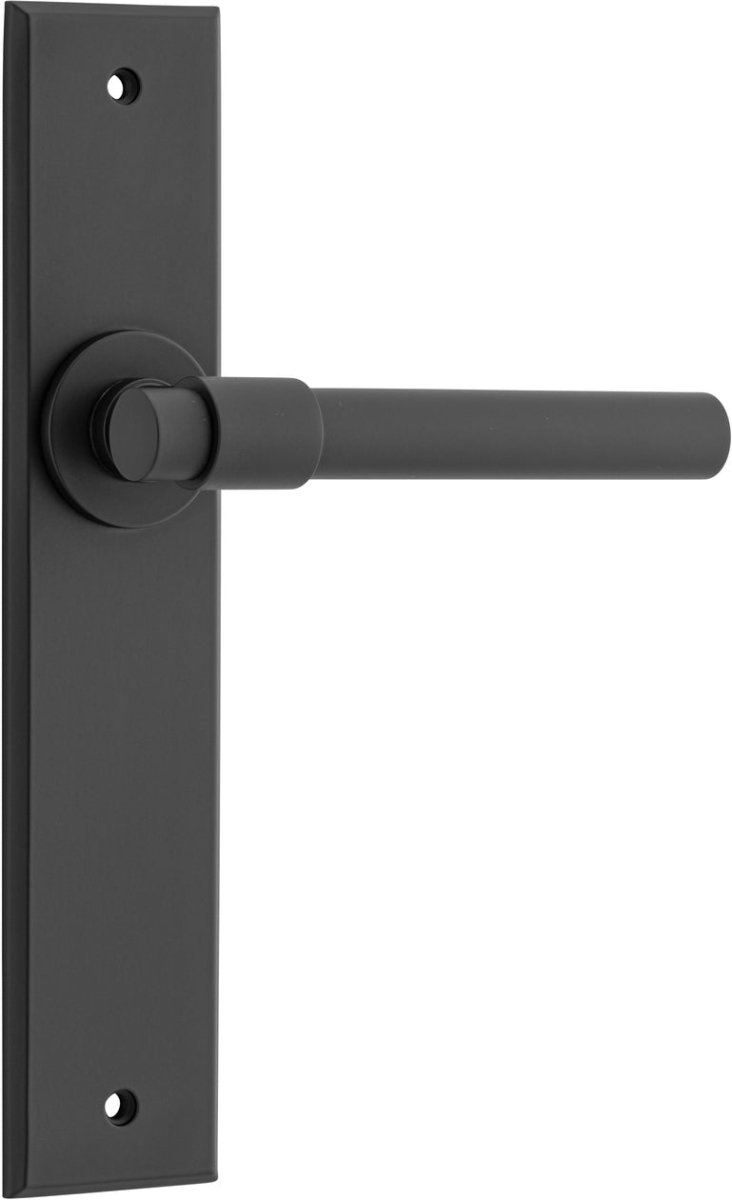 Helsinki Lever - Chamfered Backplate - Entry Point - Iver - Matt Black - Door Levers