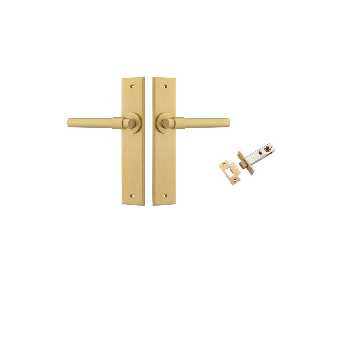 Helsinki Lever - Chamfered Backplate - Entry Point - Iver - Brushed Gold PVD - Door Levers