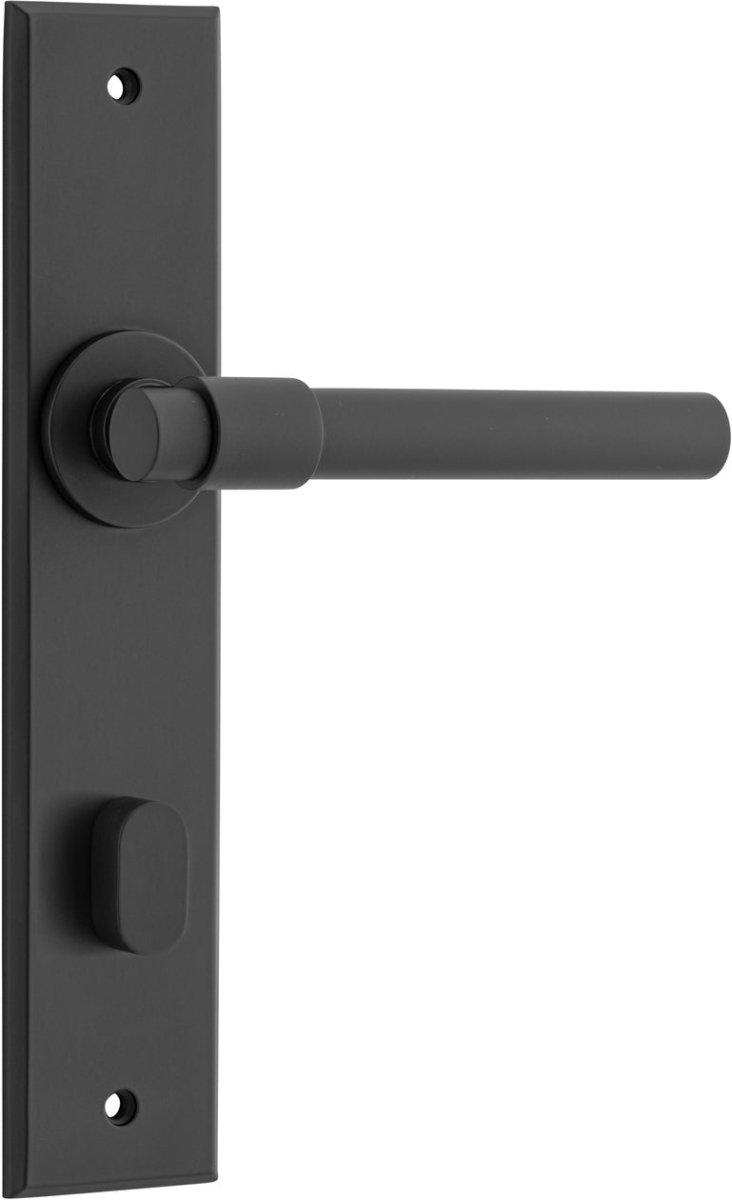 Helsinki Lever - Chamfered Backplate - Entry Point - Iver - Matt Black - Door Levers