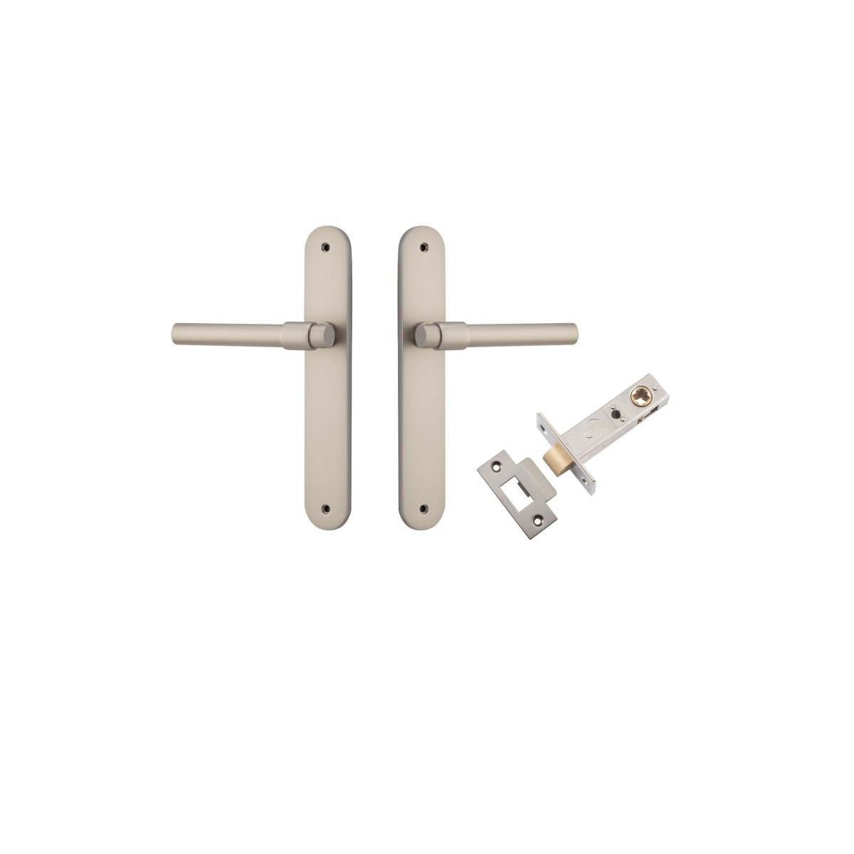 Helsinki Lever - Oval Backplate - Entry Point - Iver - Satin Nickel - Door Levers