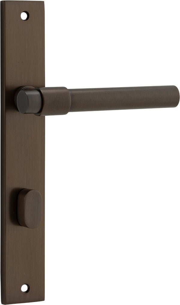 Helsinki Lever - Rectangular Backplate - Entry Point - Iver - Signature Brass - Door Levers