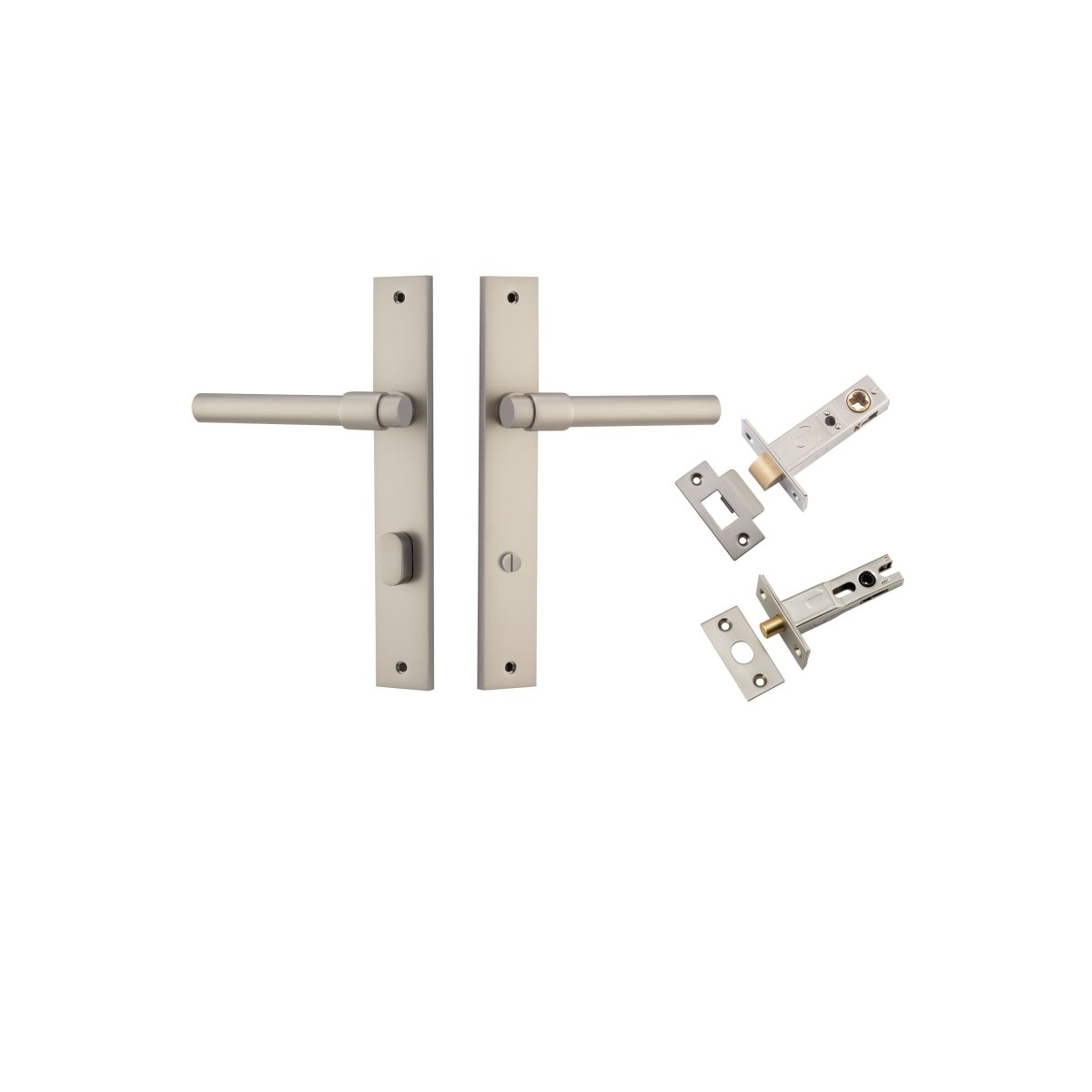 Helsinki Lever - Rectangular Backplate - Entry Point - Iver - Satin Nickel - Door Levers