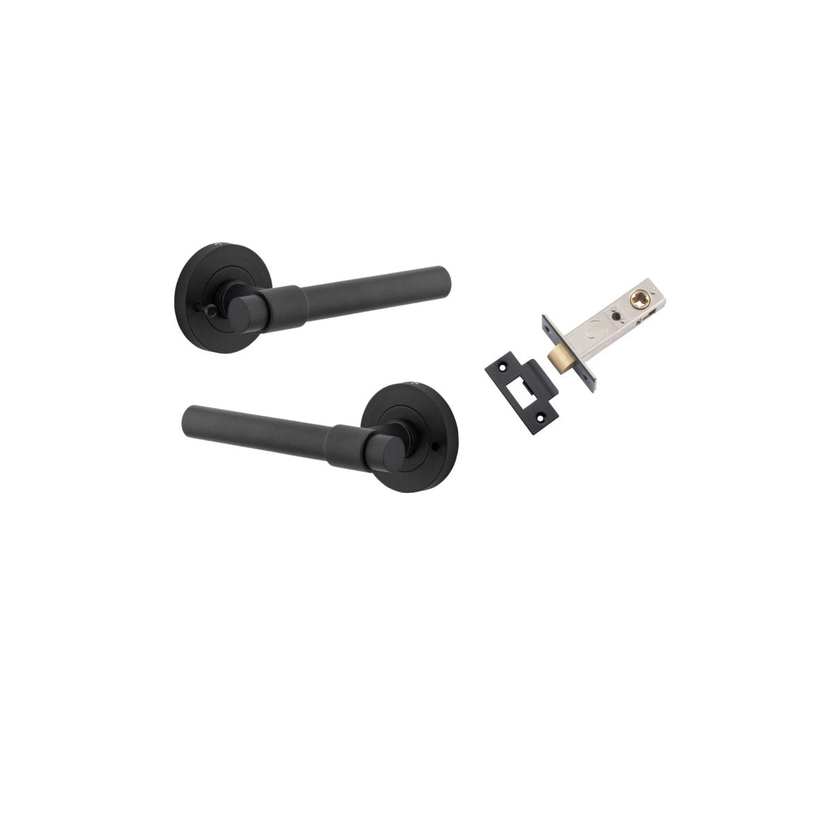 Helsinki Lever - Round Rose - Entry Point - Iver - Matt Black - Door Levers