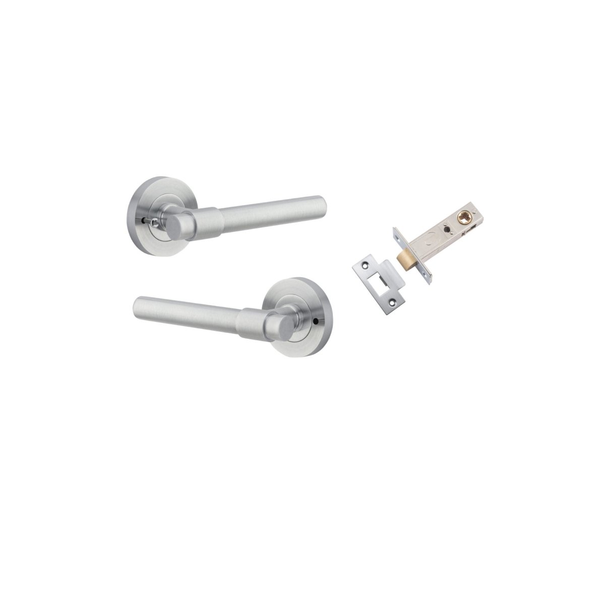 Helsinki Lever - Round Rose - Entry Point - Iver - Brushed Chrome - Door Levers