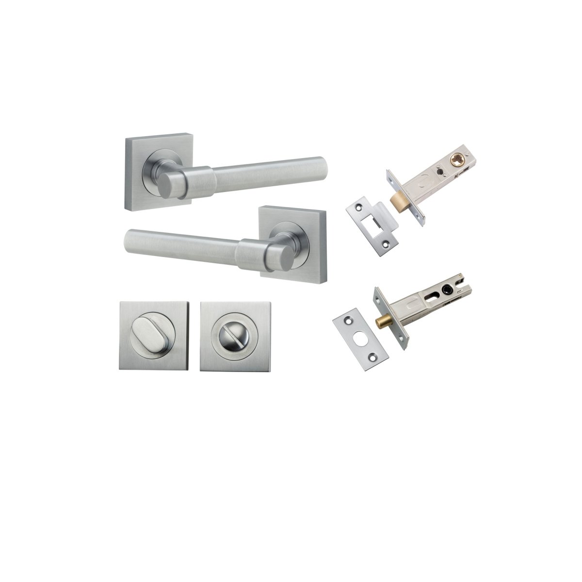 Helsinki Lever - Square Rose - Entry Point - Iver - Brushed Chrome - Door Levers