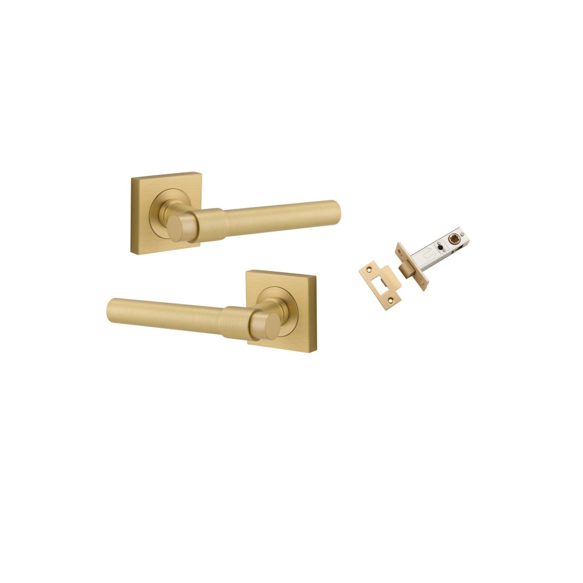 Helsinki Lever - Square Rose - Entry Point - Iver - Brushed Gold PVD - Door Levers