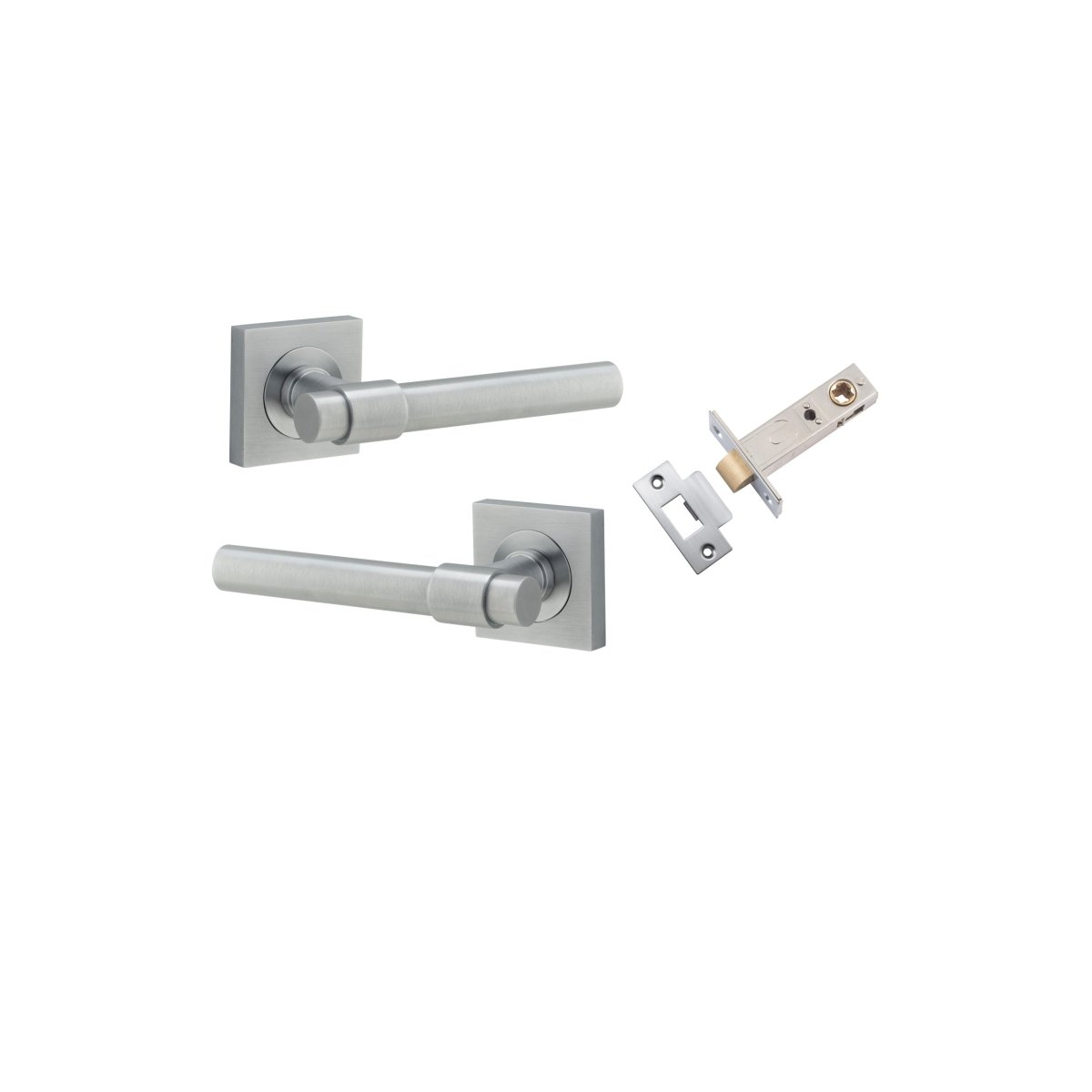 Helsinki Lever - Square Rose - Entry Point - Iver - Brushed Chrome - Door Levers