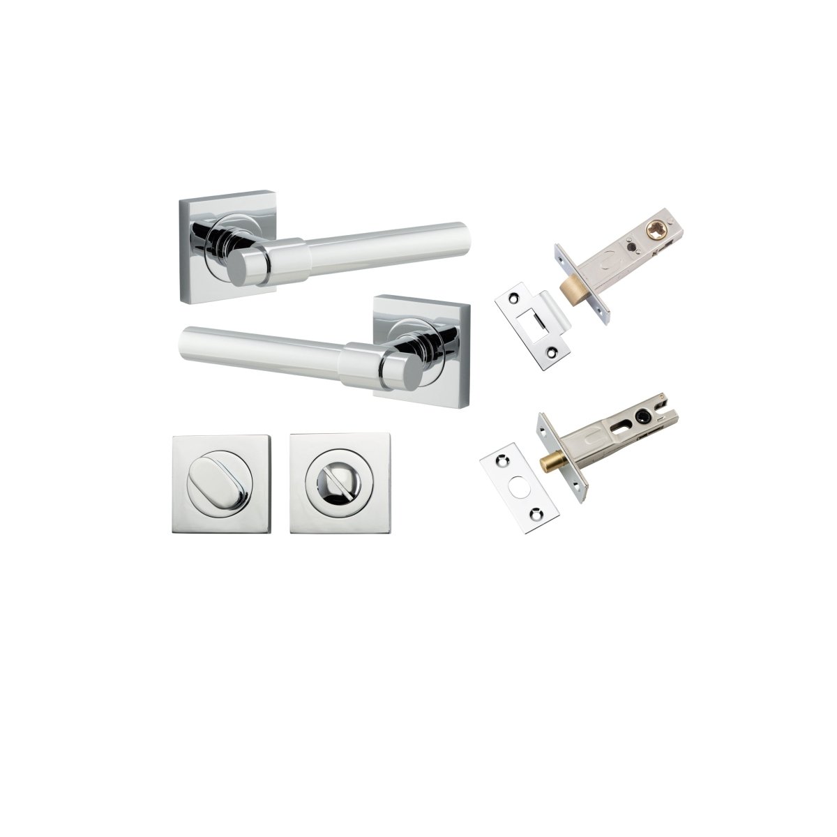 Helsinki Lever - Square Rose - Entry Point - Iver - Polished Chrome - Door Levers