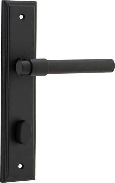 Helsinki Lever - Stepped Backplate - Entry Point - Iver - Matt Black - Door Levers