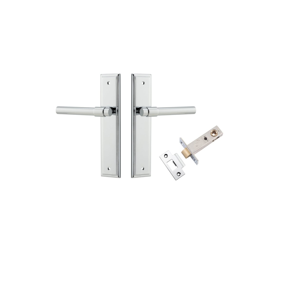 Helsinki Lever - Stepped Backplate - Entry Point - Iver - Polished Chrome - Door Levers