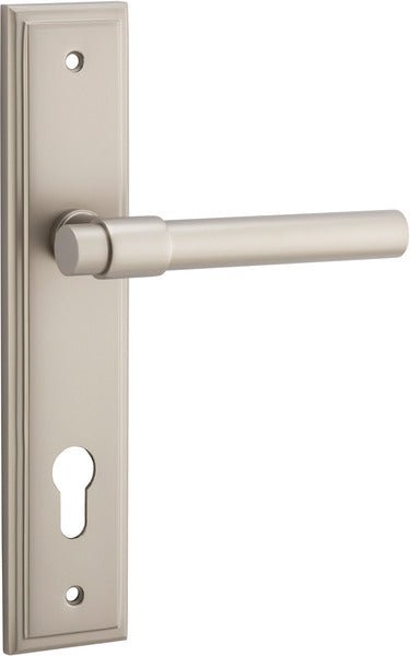 Helsinki Lever - Stepped Backplate - Entry Point - Iver - Satin Nickel - Door Levers