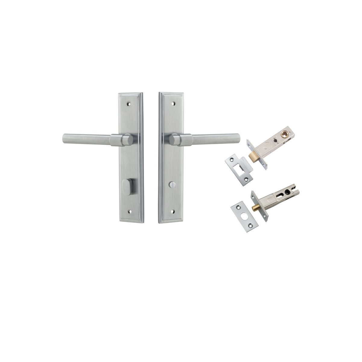 Helsinki Lever - Stepped Backplate - Entry Point - Iver - Brushed Chrome - Door Levers