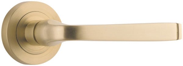 IVER Annecy Solid Brass Round Rose Door Handle – Multiple Finishes Available - Iver - Brushed Brass - Door Levers