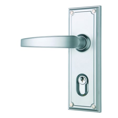 Trilock Traditional Double Cylinder Entrance Lever Set - Satin Chrome