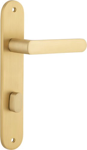 Osaka Lever - Oval Backplate - Entry Point - Iver - Brushed Brass - Door Levers