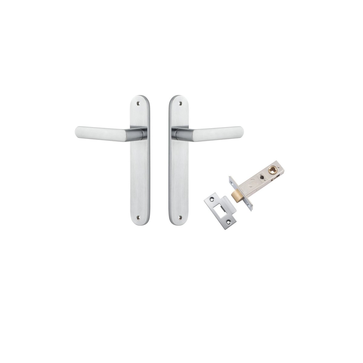 Osaka Lever - Oval Backplate - Entry Point - Iver - Brushed Chrome - Door Levers