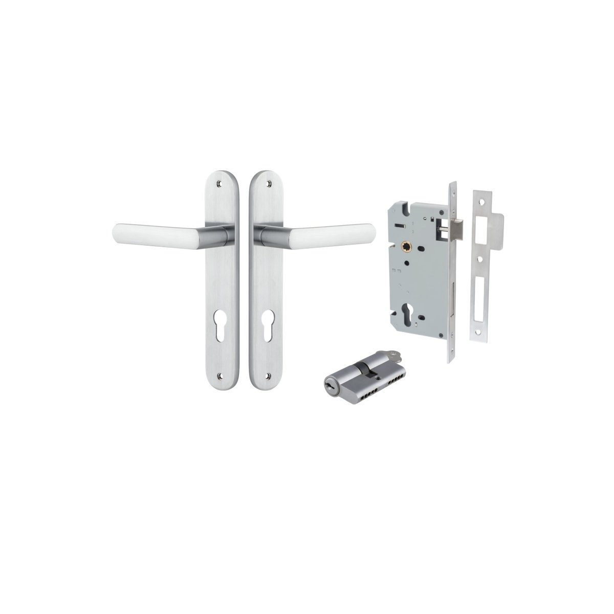 Osaka Lever - Oval Backplate - Entry Point - Iver - Brushed Chrome - Door Levers