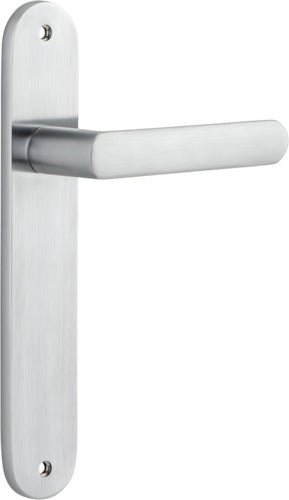 Osaka Lever - Oval Backplate - Entry Point - Iver - Brushed Chrome - Door Levers