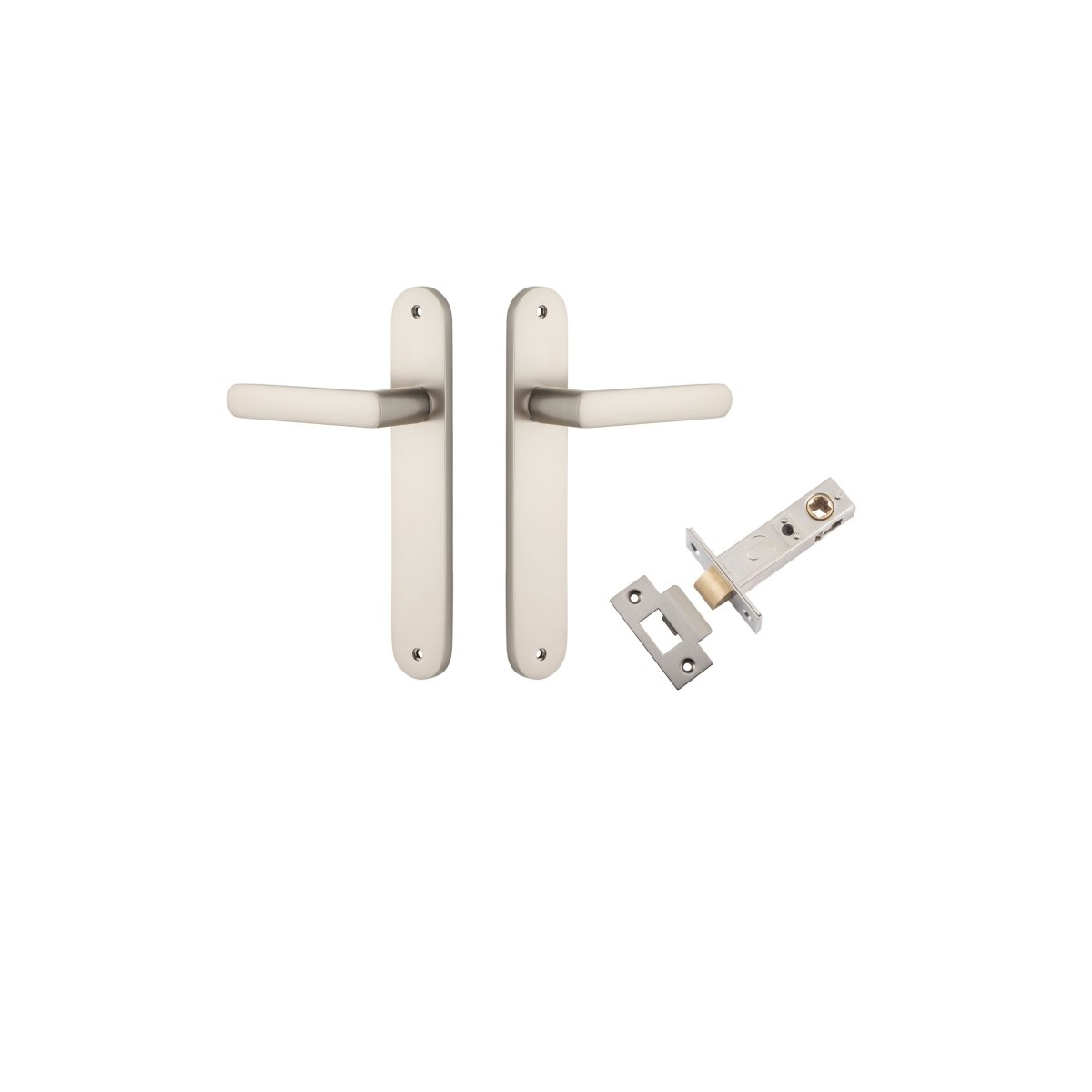 Osaka Lever - Oval Backplate - Entry Point - Iver - Satin Nickel - Door Levers